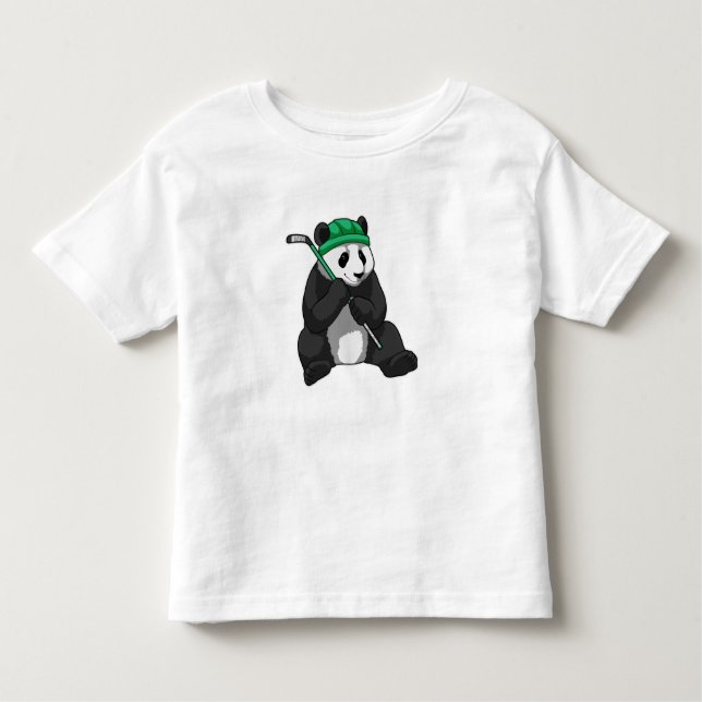 Camiseta Panda no hóquei no gelo com bastão de hóquei no ge (Frente)