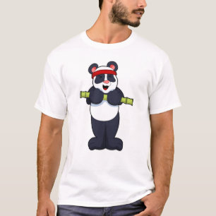 Camiseta Panda no Work out com Bamboo Weight