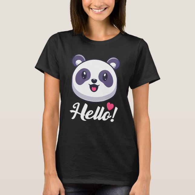 Camiseta Panda 'olá' feminino (Frente)