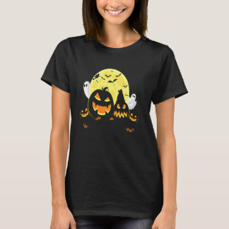 Camiseta Panda On Scary Pumpkin Halloween Full Moon Witch B