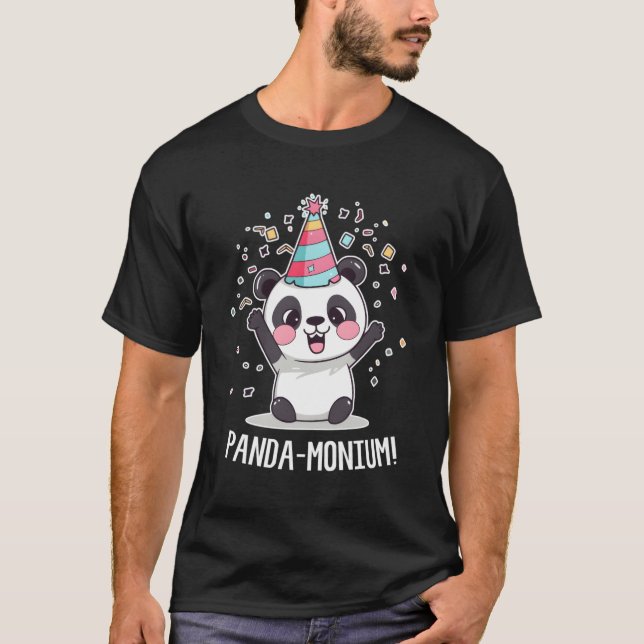 Camiseta Panda Panda-Monium Animal Pun Kawaii Coon (Frente)