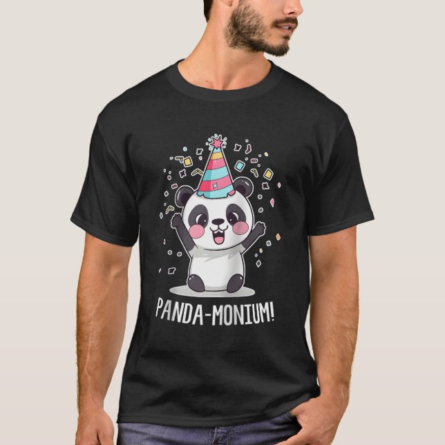 Camiseta Panda Panda Panda-Monium Animal Pun Kawaii Jogo Ba (Frente)