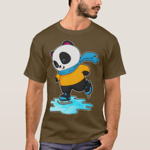 Camiseta Panda patinando no gelo com skates de gelo Scarf