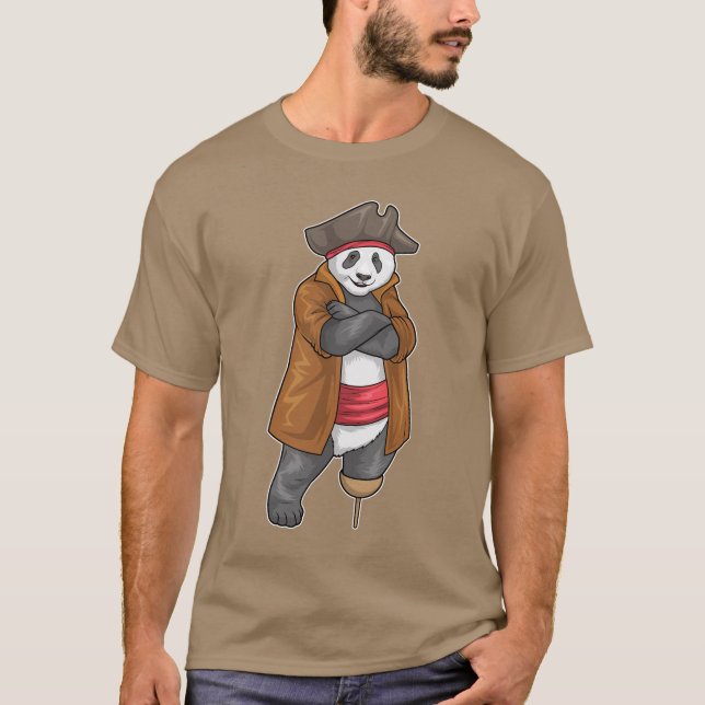 Camiseta Panda Pirate Wooden perna (Frente)