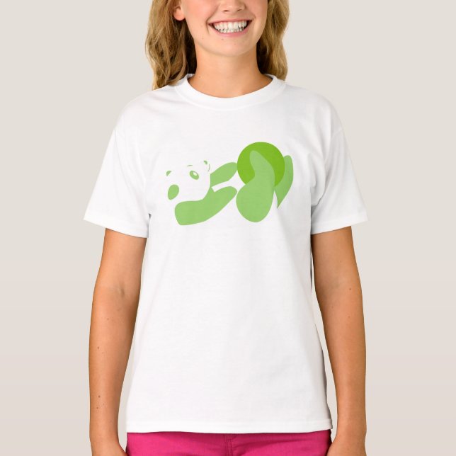 Camiseta Panda Playing (Verde) (Frente)