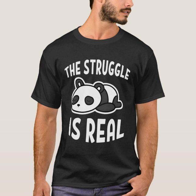 Camiseta Panda preguiçosa A Luta É Real (Frente)