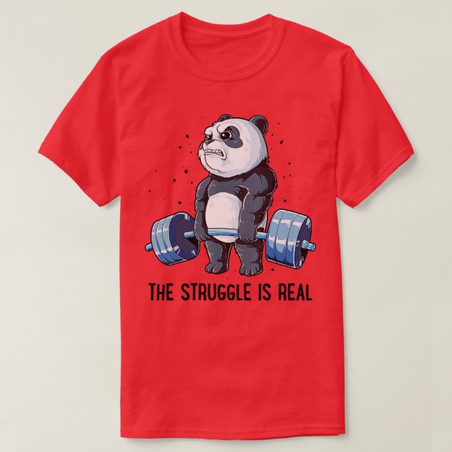Camiseta Panda que ele luta é Malhação de levantamento de p (Frente do Design)