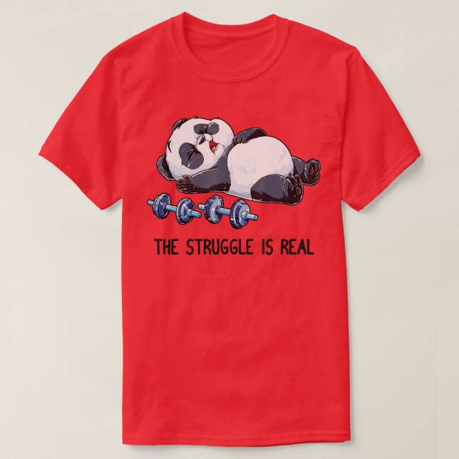 Camiseta Panda que ele luta é Malhação de levantamento de p (Frente do Design)