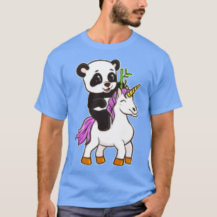 Camiseta Panda Riding Unicorn Cute Magical