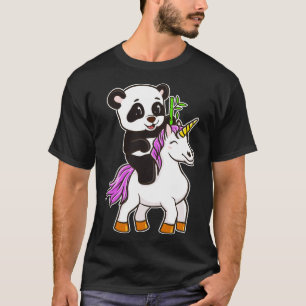 Camiseta Panda Riding Unicorn Cute Magical