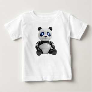 Camiseta Panda Robótico Futurista com Olhos de LED Azul