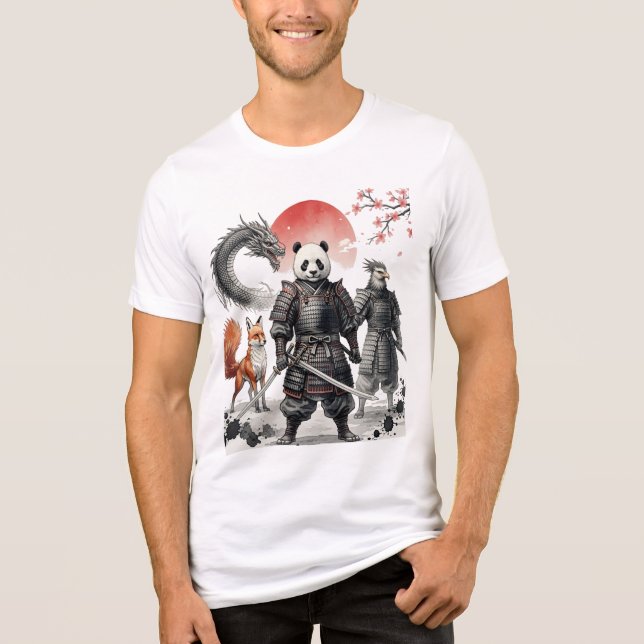 Camiseta Panda Samurai & Mythical Warriors Fantasy Art (Frente)