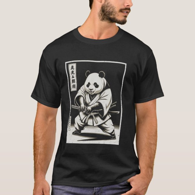 Camiseta Panda Samurai Warrior Japonês Ninja Japão Boys Gi (Frente)