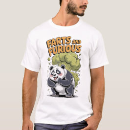 Camiseta Panda se diverte fazendo peido em um fundo preto