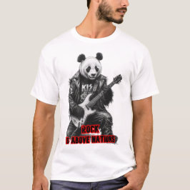 Camiseta Panda Selvagem toca Rock & Roll num Preto