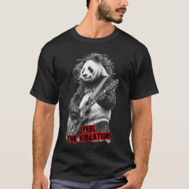 Camiseta Panda Selvagem tocando Rock & Roll em um Preto