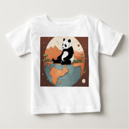 Camiseta Panda sentado no topo do planeta Terra: Ilustração
