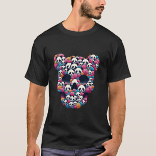 Camiseta Panda Skull Engraçado Mulheres e homens esqueletos