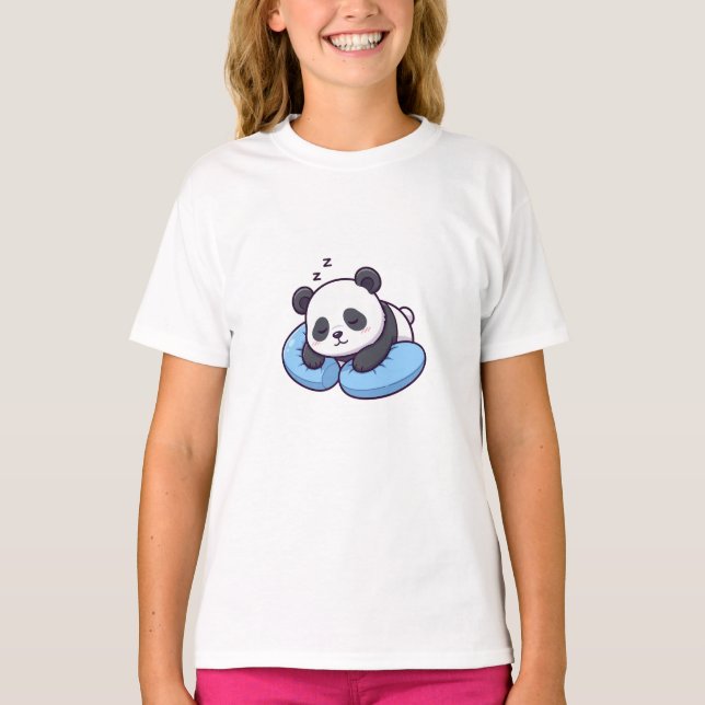 Camiseta Panda Sonolento Travesseiro de Cochilo Infantil (Frente)