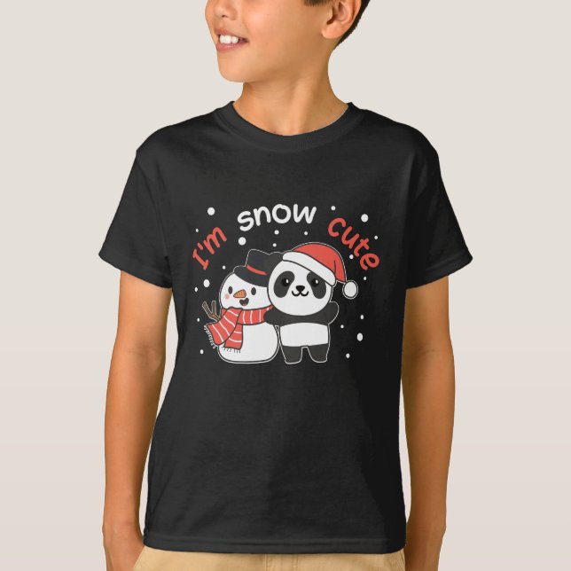 Camiseta Panda, sou Snow Cute Snowman Snowman Pun (Frente)
