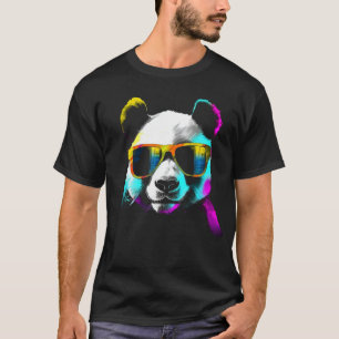 Camiseta Panda Sunglass Trabalho de arte Animal Motif Panda