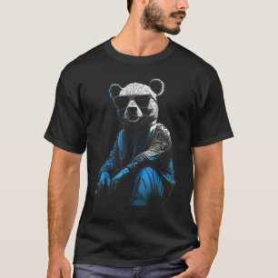 Camiseta Panda Sunglass Trabalho de arte Animal Motif Panda