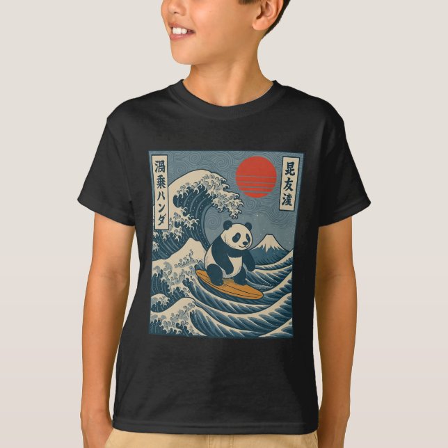 Camiseta Panda Surfando Japonês _6 (Frente)