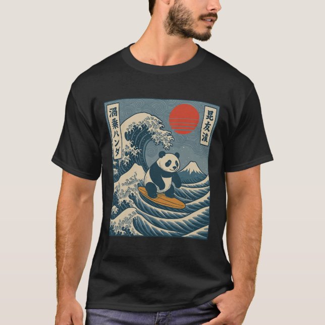 Camiseta Panda Surfando Japonês _6 (Frente)