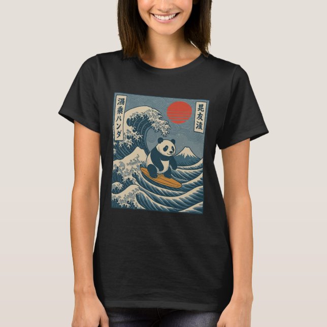 Camiseta Panda Surfando Japonês _6  (Frente)