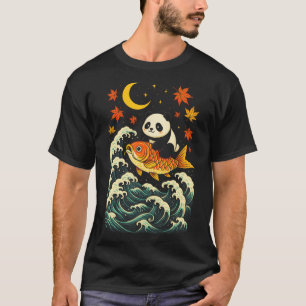 Camiseta Panda Surfando Onda - Divertida Arte de Animal Jap