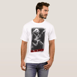 Camiseta Panda tocando violão em um fundo preto 