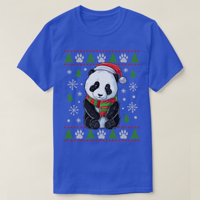 Camiseta Panda Ugly Christmas Sweater Santa Hat Bear Xmas G (Frente do Design)