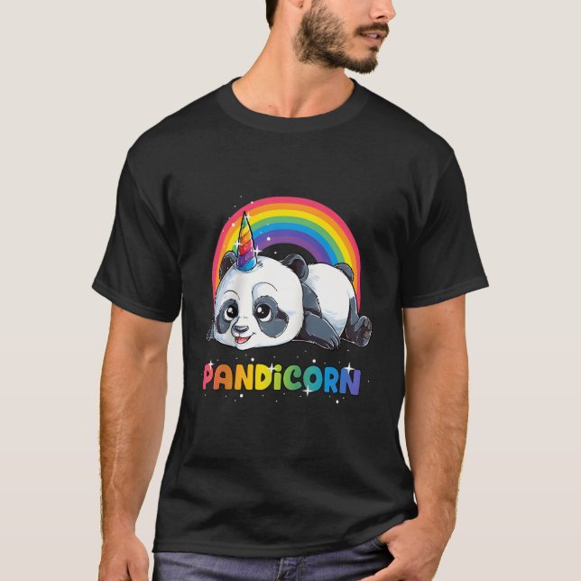 Camiseta Panda Unicorn Pandicorn Rainbow Pandacorn Baseball (Frente)