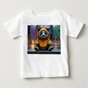 Camiseta Panda Urbano com Capuz Amarelo Streetwear