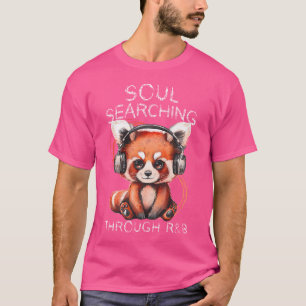 Camiseta Panda Vermelha Bonita Com Fones de ouvido Rb Music