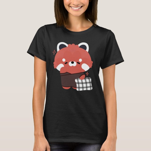 Camiseta Panda Vermelha Bonita com Sono (Frente)