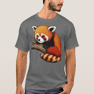 Camiseta Panda Vermelha Bonita em um galho