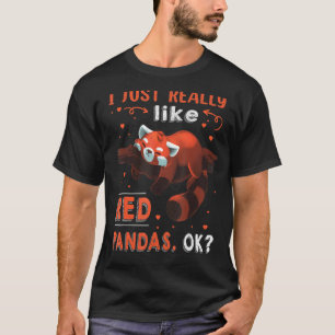 Camiseta Panda Vermelha Bonita Eu Gosto Muito De Pandas Ver