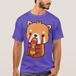 Camiseta Panda Vermelha Bonita Mordendo A Cauda