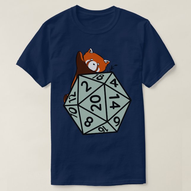 Camiseta Panda Vermelha com D20 (Frente do Design)