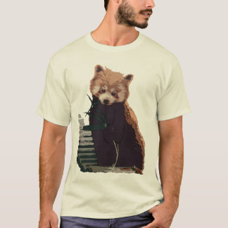 Camiseta Panda vermelha com folhas