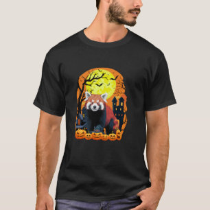 Camiseta Panda Vermelha com Pumpkins Engraçado Parte Assust