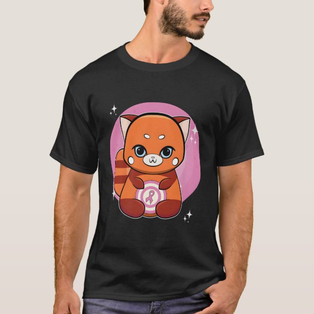 Camiseta Panda Vermelha com Sensibilização para o Cancer de (Frente)
