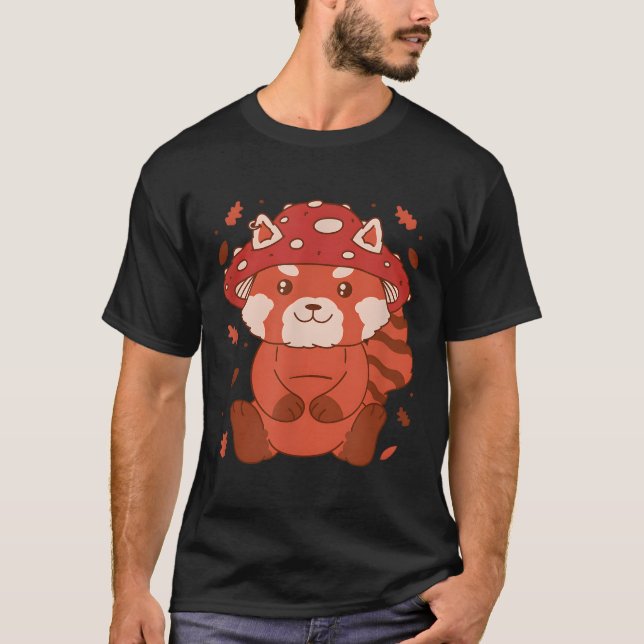 Camiseta Panda Vermelha De Algodão Com Toadstool (Frente)