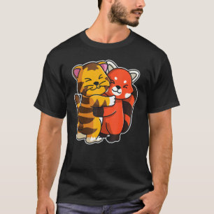 Camiseta Panda Vermelha E Animais Cuecas De Tigre Para Mulh