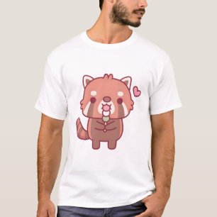 Camiseta Panda Vermelha e Bonita Comendo Dango Japonês