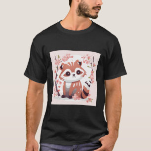 Camiseta Panda Vermelha E Espetáculo De Flor De Cereja Ador