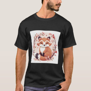 Camiseta Panda Vermelha E Flor De Cereja Pintura Bonita