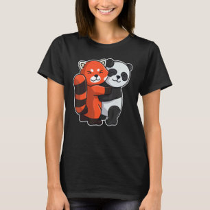 Camiseta Panda Vermelha E Panda Cuecas Para Mulheres Animai
