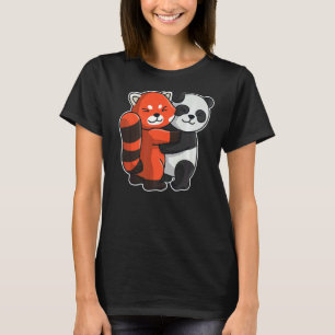 Camiseta Panda Vermelha E Panda Cuecas Para Mulheres Animai